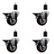Service Caster 3.5'' Maroon Poly Swivel 1-1/2'' Expanding Stem Caster Set with Brake, 4PK SCC-EX20S3514-PPUB-MRN-PLB-112-4 - alternate 1